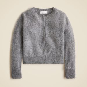 Girls' brushed cashmere cardigan sweater