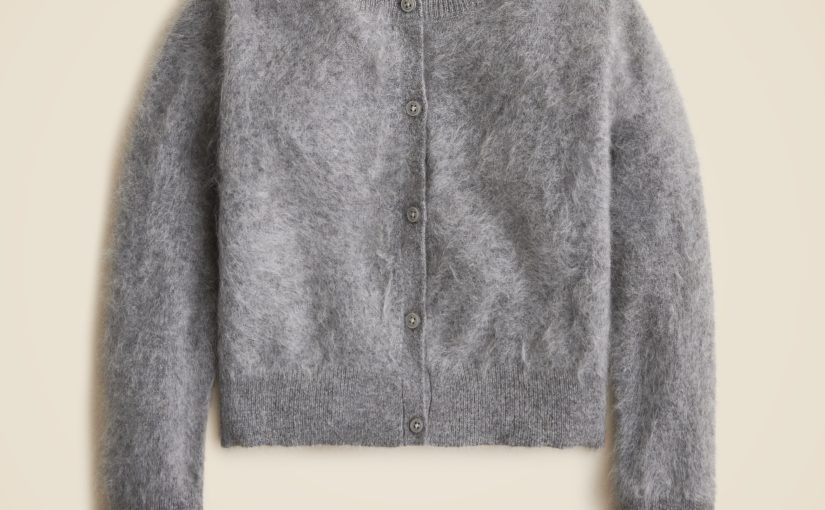 Girls’ brushed cashmere cardigan sweater